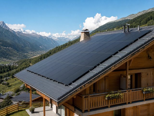 Chalet valaisan avec toiture photovoltaïque intégrée